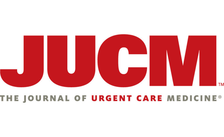 The logo of JUCM, The Journal of Urgent Care Medicine, with the acronym in large red letters above the full title in smaller text.