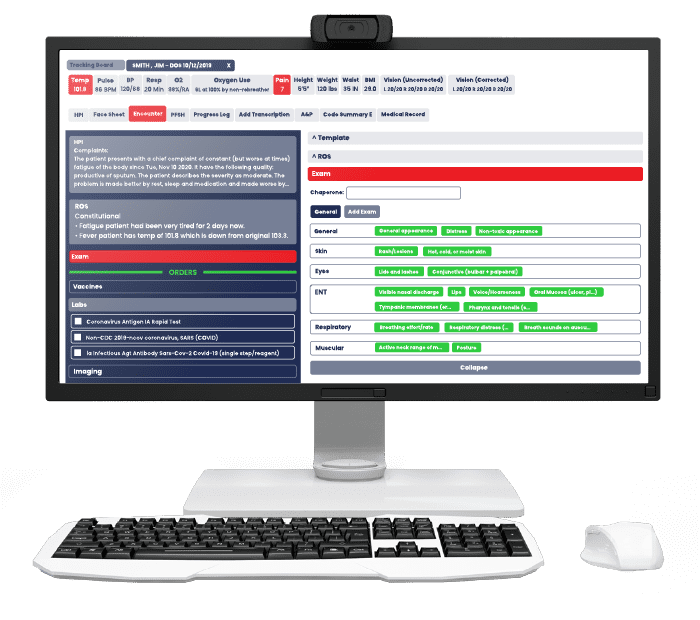 A desktop computer displaying EMR Tracking Board interface.