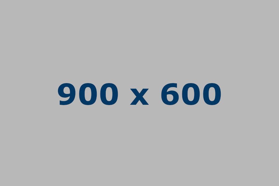 A gray rectangle with the text "900 x 600" in large, bold, dark blue font centered on it.