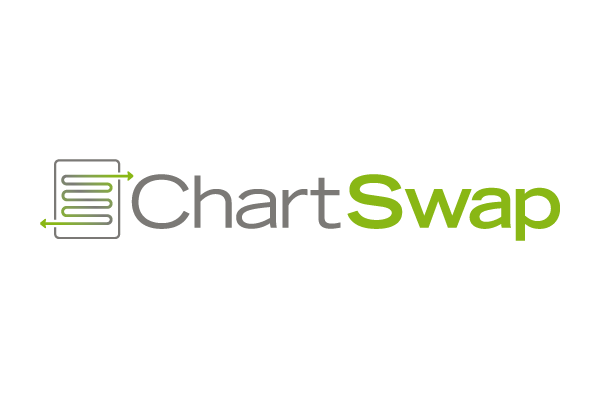 ChartSwap logo with a stylized document icon and the words "ChartSwap" in gray and green text on a white background.