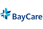 BayCare logo featuring a blue and teal abstract cross symbol to the left of the word "BayCare" in blue text.