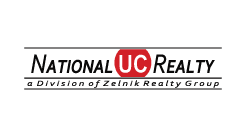 Logo for National UC Realty, a division of Zelnik Realty Group, with the letters "UC" highlighted in red within the business name.